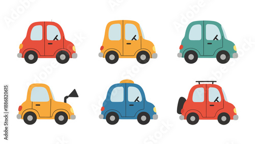 Cartoon Cars: A vibrant collection of playful, colorful cartoon cars in a variety of styles, capturing the spirit of transportation and childhood fun.