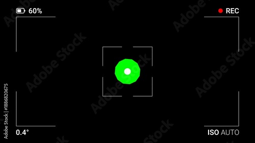 Camera shutter animation on green screen background with OSD (On Screen Display). 4K animation of overlay camera shutter