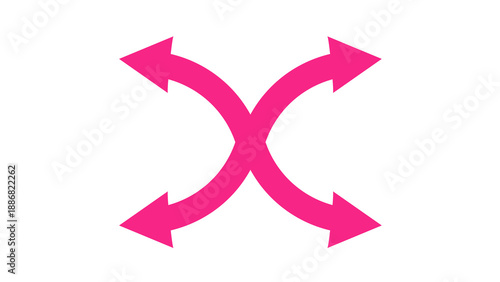 Bright pink arrows forming an 'X' shape, signifying connection, intersection, or opposing forces.