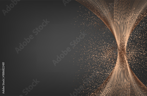 Gold abstract waves background. Golden curve lines vector illustration isolated on gray Luxury glitter shiny swirl pattern. Elegant modern fashion design element.