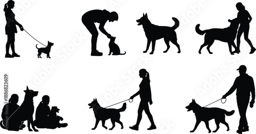 Collection of majestic deer family silhouettes featuring a large buck with antlers doe and fawn isolated on white background for nature wildlife design