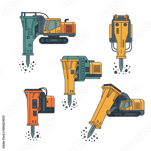 Powerful Heavy Industrial Construction Machinery Hydraulic Breakers Demolition Equipment Set