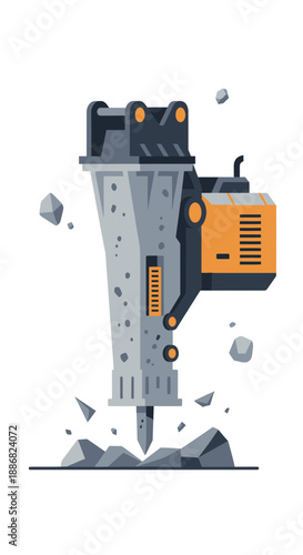 Powerful Industrial Jackhammer Breaking Concrete For Heavy Construction Operations