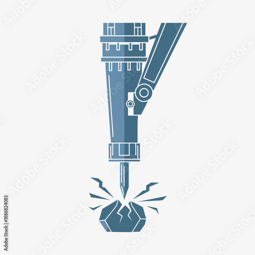 Powerful Industrial Jackhammer Breaking Tough Rock Formation Demolition Worksite Icon Illustration