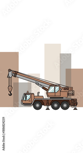 Powerful Industrial Mobile Crane Illustration For Construction And Development Projects