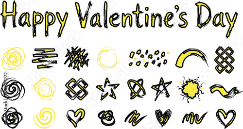 Happy Valentine's Day. This vector alphabet set features a creative font design with letters and numbers styled as astrological zodiac signs and symbols for a unique school art pattern illustration