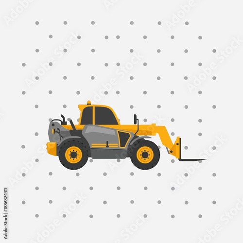 Powerful Industrial Telehandler Forklift For Heavy Lifting Jobs Vector Art Design