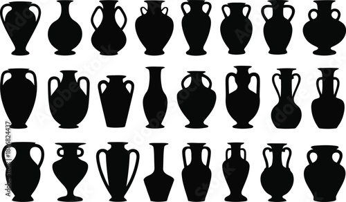 Collection of ancient Greek and Roman style vase silhouettes