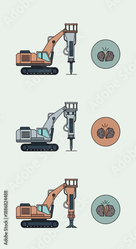 Powerful Hydraulic Breaker Heavy Equipment For Industrial Demolition Operations And Rock Breaking