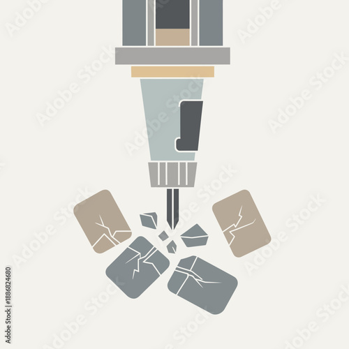 Powerful Jackhammer Demolishing Concrete Slabs Breaking Ground For New Projects