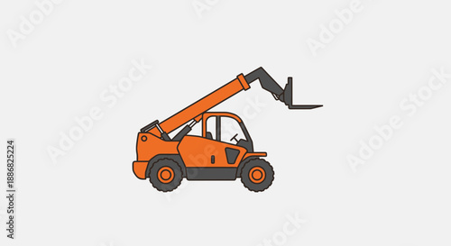 Powerful Orange Telehandler Lifting Machine Icon Flat Design Heavy Equipment