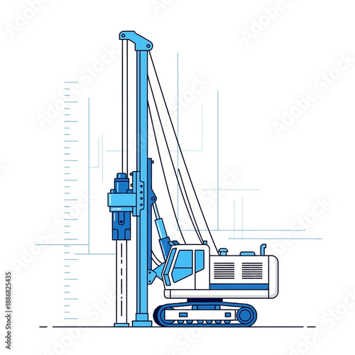 Powerful Pile Driver Rig Illustration For Robust Deep Foundation Engineering Projects