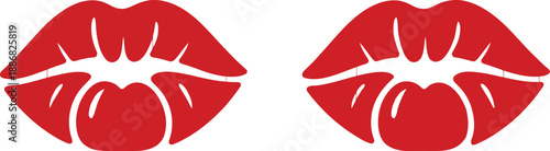 Vibrant red lips icons for beauty and fashion branding