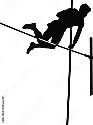 Black vector illustration of a man climbing a rope and a woman performing a high balance dance on a tightrope as sport people silhouette
