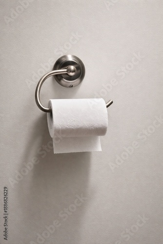 Minimalist Toilet Paper Holder on Light Gray Wall with Soft Shadow