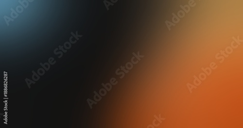 Atmospheric gradient background with dark shadows, warm orange glow, and subtle blue light flares.