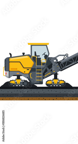 Powerful Road Construction Milling Machine Removing Old Asphalt Layer For Resurfacing
