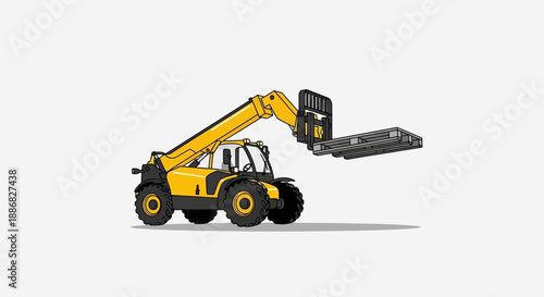 Powerful Yellow Telehandler Efficiently Lifting Wooden Pallet With Precision And Strength