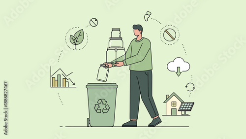 Promoting Sustainability With Recycling And Renewable Energy Integration Illustration