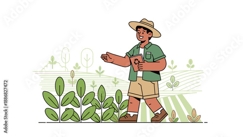 Promoting Sustainable Farming Practices On A Rural Farm With A Smiling Farmer