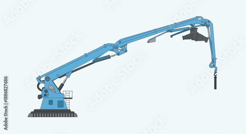 Precision Engineered Blue Industrial Lifting Crane Heavy Machinery Vector Illustration