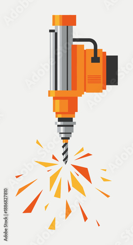 Precision Industrial Drilling Machine Creating Vibrant Sparks During Operation