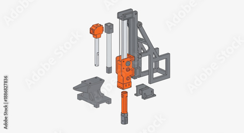 Precision Industrial Engineering Components Assembly Displayed With An Anvil For Design