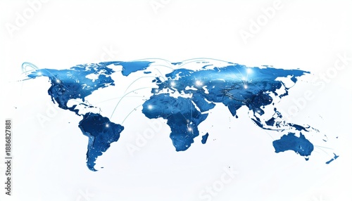 Wallpaper Mural Blue World Map on White Background. Torontodigital.ca