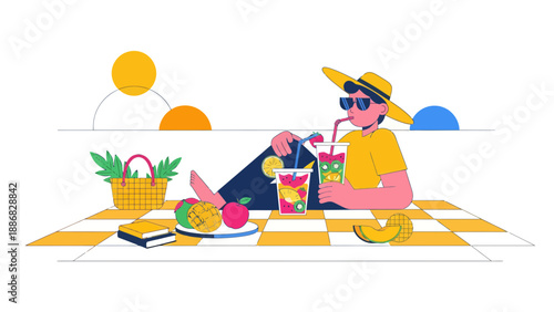 Relaxing Summer Picnic With Fresh Fruit Drinks And A Casual Atmosphere