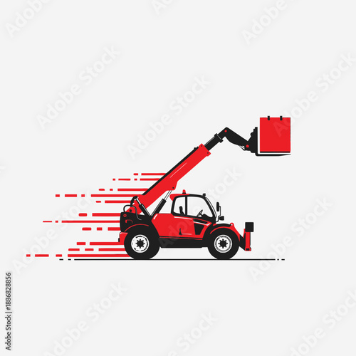 Rapid Telehandler Lifting Equipment Moving Cargo With High Speed Isolated Icon