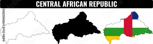 Shapes of Central African Republic with outline and flag representation