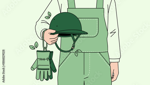 Ready To Start Gardening With Hat And Gloves For Eco Friendly Lifestyle Concept