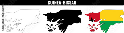 Guinea Bissau shapes set showing landforms and colors representing the country