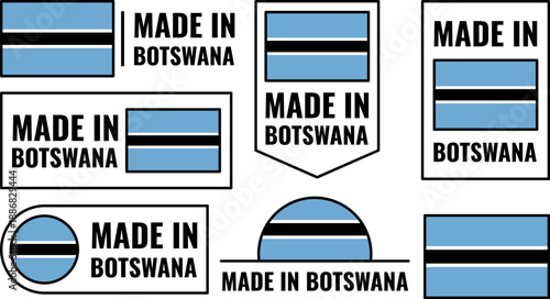 Icons set for products made in Botswana showcasing the country's colors and style