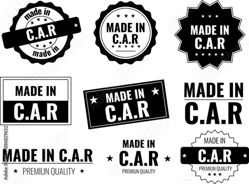 Various made in Central African Republic labels icons set for product branding