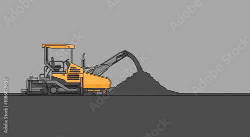 Road Construction Paver Laying Fresh Asphalt Vector Illustration For Infrastructure Projects