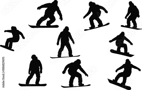 Collection of silhouettes featuring people walking playing and training their dogs including various breeds and owners isolated on white background for pet lifestyle design