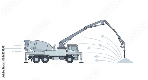 Robust Concrete Pumping Truck Industrial Equipment Delivering Liquid Cement For Building Project