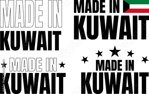 Icons show Made in Kuwait text in bold font with various designs and elements