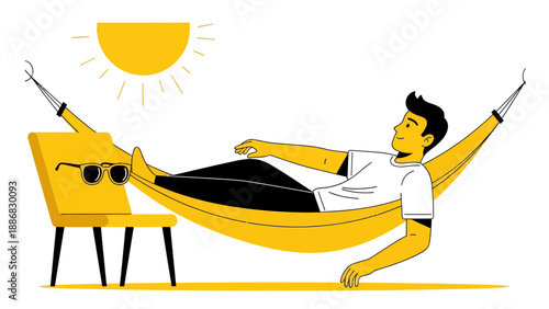 Relaxing In Hammock Enjoying Sunny Day Outdoors Leisure Time Relaxation