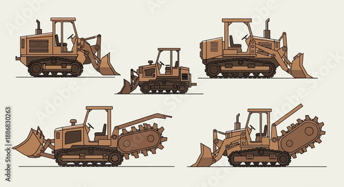 Robust Construction Vehicles Vector Set For Industrial Projects And Earthmoving Operations Artwork