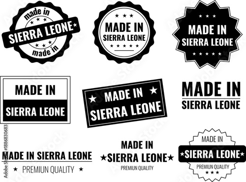 Icons representing Sierra Leone product emblems showing origin and quality of goods