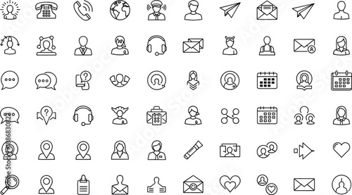 Black and white line of people communication and business line people