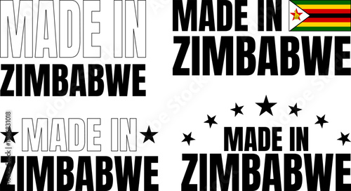 Bold icons set showing Made in Zimbabwe text and design elements from Zimbabwe
