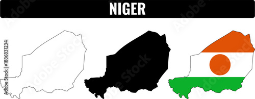 Shapes of Niger highlighting borders, silhouette, and national flag design