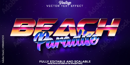Beach party text with colorful gradient effect on dark background