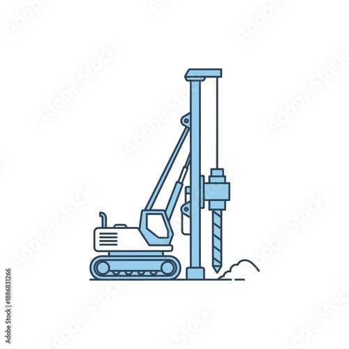 Robust Engineering Foundation Drilling Rig Minimalist Vector Icon Illustration