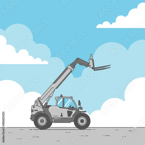 Robust Telescopic Handler Ready For Construction Or Agricultural Tasks Outdoors