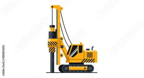 Robust Yellow Pile Driver Machine For Heavy Industrial Construction Projects