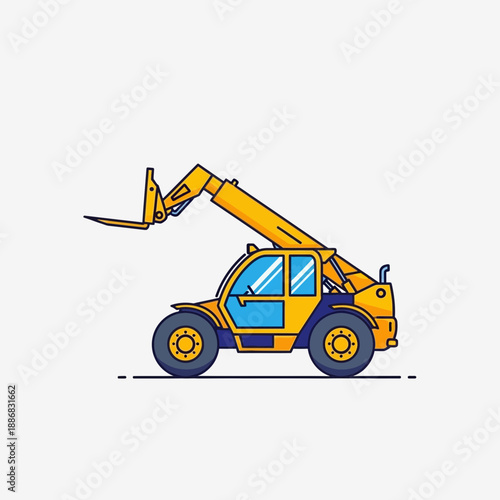 Robust Yellow Telehandler Heavy Duty Construction Equipment Vector Graphic Design